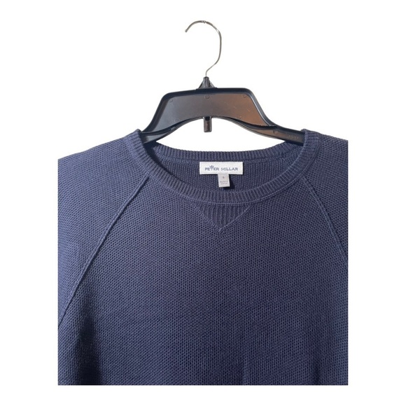 𝅺PETER MILLAR CROWN MEN'S COTTON MERINO CREW SWEATER in navy blue - Picture 7 of 11